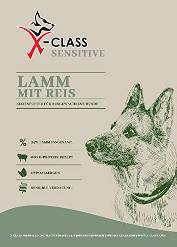 X-CLASS Sensitive Lamm mit Reis, Trockenfutter für ausgewachsene Hunde, 1,5kg von X-CLASS