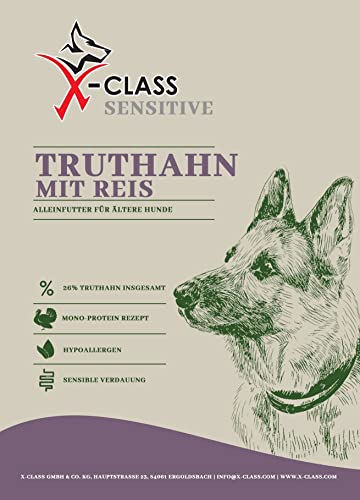 X-CLASS Sensitive Truthahn mit Reis, Trockenfutter für ältere Hunde, 10kg von X-CLASS