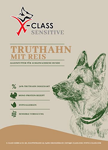 X-CLASS Sensitive Truthahn mit Reis, Trockenfutter für ausgewachsene Hunde, 1,5kg von X-CLASS