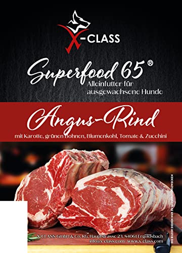 X-CLASS Superfood 65 Angus Rind, Premium Trockenfutter für ausgewachsene Hunde, getreidefrei, 12kg von X-CLASS