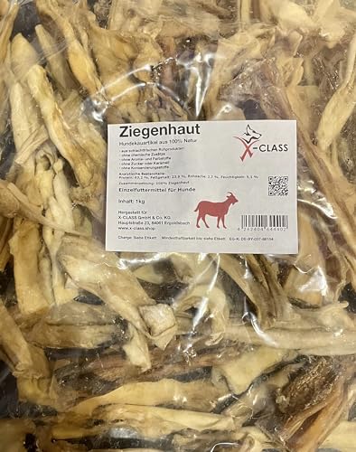 Ziegenhaut, getrocknet, 1kg, Naturkauartikel für Hunde, frei von jeglichen Zusatzstoffen, von X-CLASS