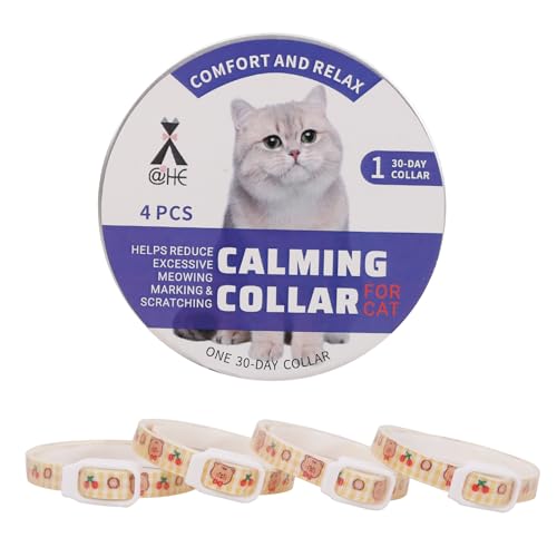 Beruhigendes Katzenhalsband, lindert Angst und Stress, Kirschrot, 4 Stück Beruhigendes Katzenhalsband, lindert Angst und Stress, Kirschrot, 4 Stück von X@HE