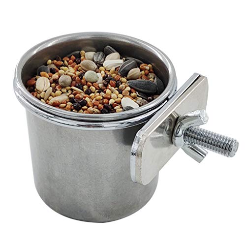 X-Institute S/for L XL Edelstahl Haustier Papagei Fütterung Trinkbecher Wasserkäfig Anti-Umsatz Hängende Schüssel Cup Vögel Futter von X-Institute