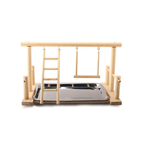 X-Institute Vogelleiter Futtertablett Käfig Holz Kletterstange Ständer Schaukel Bett für Hamster Papagei von X-Institute