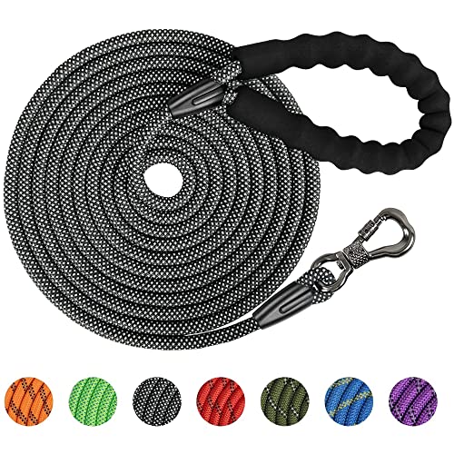 X XBEN Schleppleine für Hunde, 3M 5M 6M 9M 10M 15M 20M 25M 30M 8mm Starke Hundeleine mit Bequemen Gepolsterter Griff, Trainingsleine Laufleine für Kleine Mittlere Große Hunde,Abschließbarer Karabine von X XBEN
