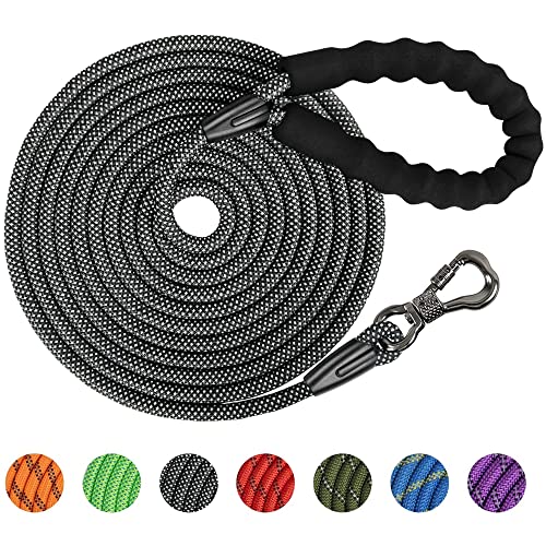 X XBEN 30M Schleppleine für Hunde, 8mm Starke Hundeleine mit Bequemen Gepolsterter Griff,Trainingsleine für Kleine Mittlere Große Hunde, Robustes Kletterseil und Karabiner von X XBEN