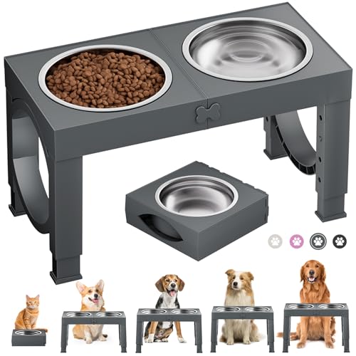X XBEN Erhöhter Hundenapf, 5 Höhenverstellbar Futternapf für Kleine Mittlere Große Hunde, Futterstation 2 Große Eingedickte Edelstahlschalen, Rutschfester Hundenapf, BPA frei Plastik X XBEN Erhöhter Hundenapf, 5 Höhenverstellbar Futternapf für Kleine Mittlere Große Hunde, Futterstation 2 Große Eingedickte Edelstahlschalen, Rutschfester Hundenapf, BPA frei Plastik von X XBEN