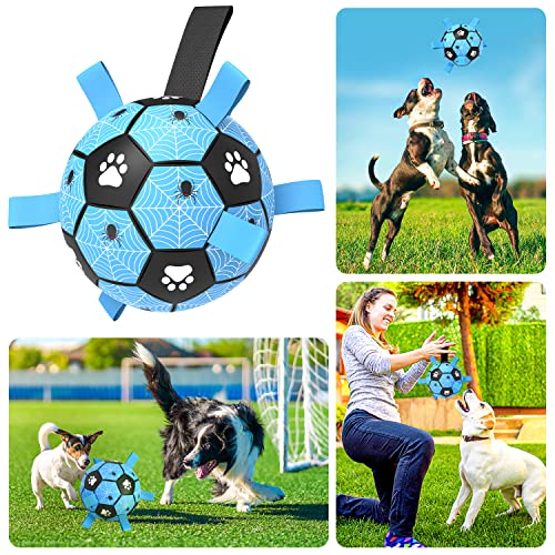 X XBEN Hundespielzeug Ball, 20cm Dauerhaft Hundespielzeug für kleine mittlere große Hunde, Interaktives Hundefußball mit Seil und Aufblasgerät, Hundeball für Outdoor,Indoor,Rasen,Schwimmen von X XBEN