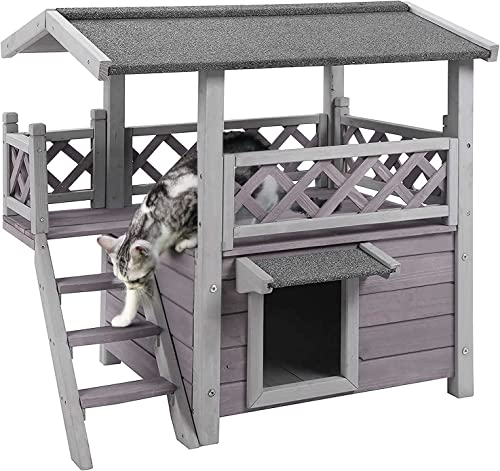 Wildes Katzenhaus im Freien Indoor Kitty Häuser mit Fluchttür für Katzen isoliert, wetterfestes Dach von X-ZONE PET