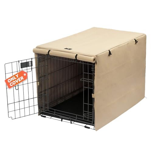 X-ZONE PET Abdeckung für Hundekäfige, Doppeltür, Polyester, passend für 61/76 / 91/107 / 121,9 cm Drahtkäfig, 61 cm, Hellbraun… von X-ZONE PET