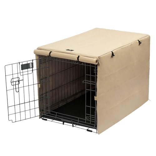 X-ZONE PET Abdeckung für Hundekäfige, Doppeltür, Polyester, passend für 61/76 / 91/107 / 121,9 cm Drahtkäfig, 61 cm, Hellbraun… von X-ZONE PET