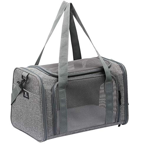 X-ZONE PET Airline Approved Pet Carriers,Soft Sided Collapsible Pet Travel Carrier for Medium Cats and Puppy (Medium, Grey) von X-ZONE PET