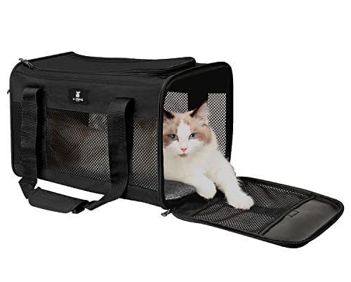 X-ZONE PET Airline Approved Soft-Sided Pet Travel Carrier for Dogs and Cats, Medium Cats Small Cats Carrier,Dog Carrier for Small Dogs, Portable Pet Travel Carrier (Medium, Black) von X-ZONE PET