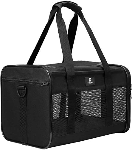 X-ZONE PET Airline Approved Soft-Sided Pet Travel Carrier for Dogs and Cats, Medium Cats Small Cats Carrier,Dog Carrier for Small Dogs, Portable Pet Travel Carrier (Medium, Black) von X-ZONE PET