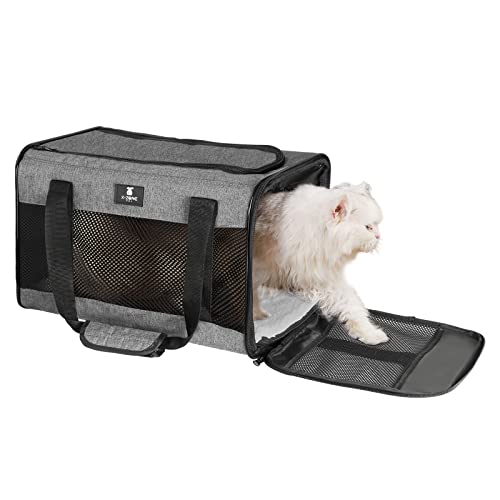 X-ZONE PET Airline Approved Soft-Sided Pet Travel Carrier for Dogs and Cats, Medium Cats Small Cats Carrier,Dog Carrier for Small Dogs, Portable Pet Travel Carrier (Medium, Grey) von X-ZONE PET