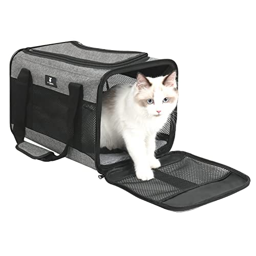 X-ZONE PET Airline Approved Soft-Sided Pet Travel Carrier for Dogs and Cats, Medium Cats Small Cats Carrier,Dog Carrier for Small Dogs, Portable Pet Travel Carrier (Medium, Grey) von X-ZONE PET