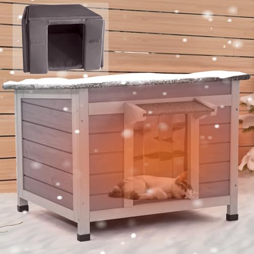 X-ZONE PET Beheiztes Katzenhaus im Freien, Katzenunterkunft für draußen mit isoliertem Liner, wärmendes kaltes Wetterhaus für Winter X-ZONE PET Beheiztes Katzenhaus im Freien, Katzenunterkunft für draußen mit isoliertem Liner, wärmendes kaltes Wetterhaus für Winter von X-ZONE PET
