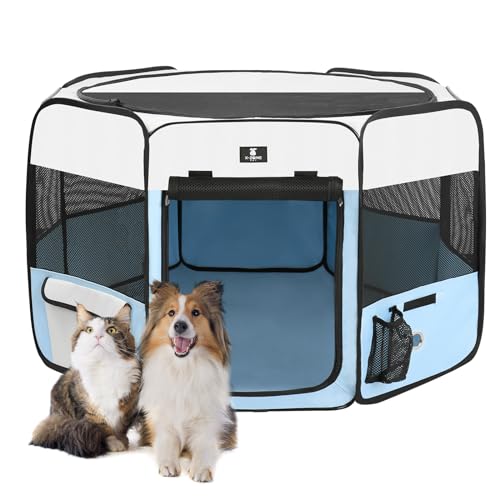 X-ZONE PET Tragbarer, Faltbarer Laufstall für Hunde und Katzen, hochwertiges 600D-Oxford-Gewebe, Abnehmbarer Reißverschluss, für den Innen- und Außenbereich geeignet… von X-ZONE PET