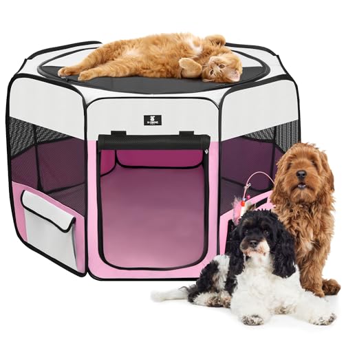 X-ZONE PET Tragbarer, Faltbarer Laufstall für Hunde und Katzen, hochwertiges 600D-Oxford-Gewebe, Abnehmbarer Reißverschluss, für den Innen- und Außenbereich geeignet… von X-ZONE PET