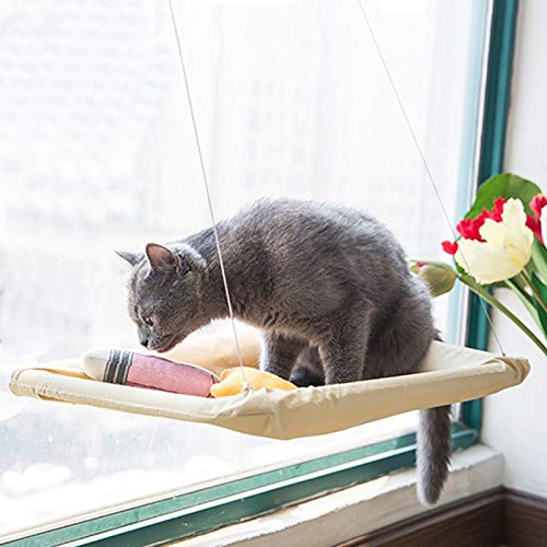 XACIUESD Cat Schlafmatte Soft Cat Hammock Fenster Hängematten Zwinger 15KG Katze Sicher Hanging Shelf Sitz Betten Abdeckungs-Kissen-Katze-Haus (Color : Beige, Size : 55 x 29cm) von XACIUESD