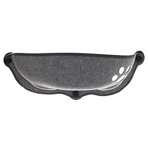 XACIUESD Katze Hängematte Bett Fenster Pod Lounger Saugnäpfe warmes Bett for Pet Cat Rest House weich und bequem Felt Cage (Color : Grau, Size : 52x52x15cm) von XACIUESD