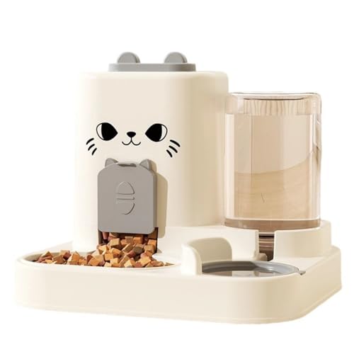 Erhöhte Futterspender für Haustiere mit abnehmbarem Edelstahlnapf und automatischem Wasserspender für Katzen und Hunde, große Kapazität, Haustier-Futterspender mit abnehmbaren Teilen von XAGMODSHN