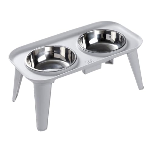 Erhöhter Futternapf aus Edelstahl mit Nackenentlastung, Fressnäpf-Design, mit Standfuß für große Rassen, erhöhter Wassernapf für Hunde von XAGMODSHN