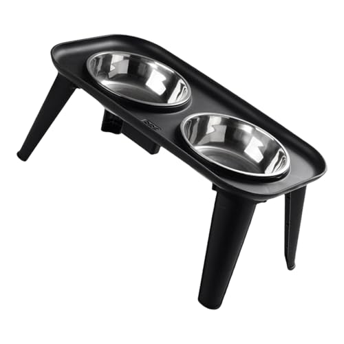 Erhöhter Futternapf aus Edelstahl mit Nackenentlastung, Fressnäpf-Design, mit Standfuß für große Rassen, erhöhter Wassernapf für Hunde von XAGMODSHN