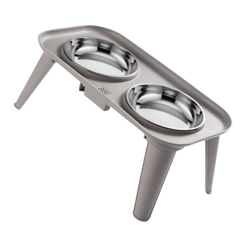 Erhöhter Futternapf aus Edelstahl mit Nackenentlastung, Fressnäpf-Design, mit Standfuß für große Rassen, erhöhter Wassernapf für Hunde von XAGMODSHN