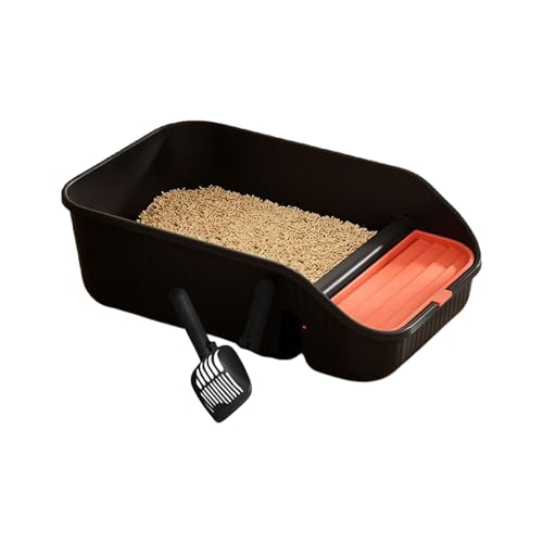 Leicht zu reinigende Katzentoilette, hohe Seite, spritzwassergeschützt, glatte PP-Oberflächen, Toilette für ältere Kätzchen, Heimgebrauch, hohe Seite Katzentoilette von XAGMODSHN
