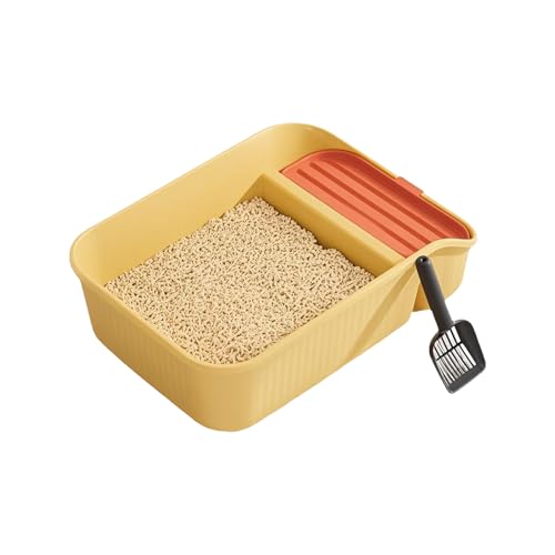Leicht zu reinigende Katzentoilette, hohe Seite, spritzwassergeschützt, glatte PP-Oberflächen, Toilette für ältere Kätzchen, Heimgebrauch, hohe Seite Katzentoilette von XAGMODSHN