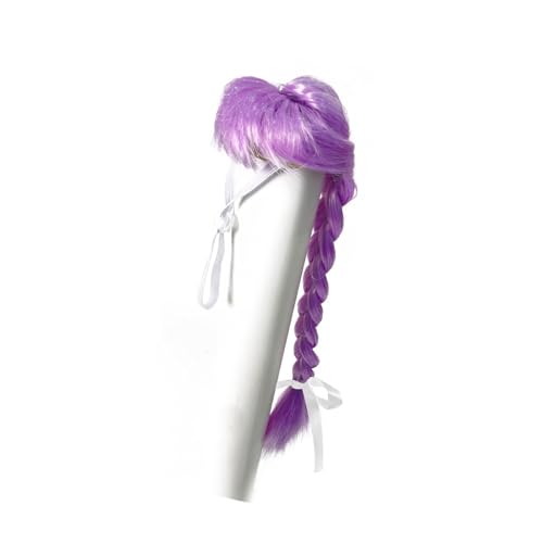 XAGMODSHN Geflochtene lange Frisur für Haustiere, dekorative Schleife, Kopfschmuck für Gänse, Kostüme, Versammlungen, einfach zu tragen, Kunstfaser, Haustierkostüm, Haarzubehör, geflochtene Perücken von XAGMODSHN
