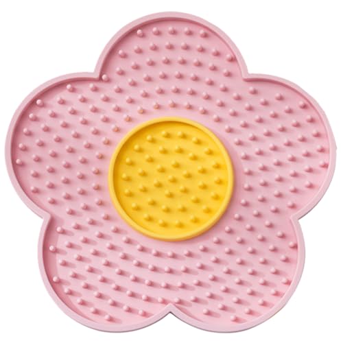 XAGMODSHN Katzen Leckpad mit Saugnäpfen Slow Feeders Leckmatte Blumenform Silikonpad mit Saugnäpfen Hund Leckmatte Si von XAGMODSHN