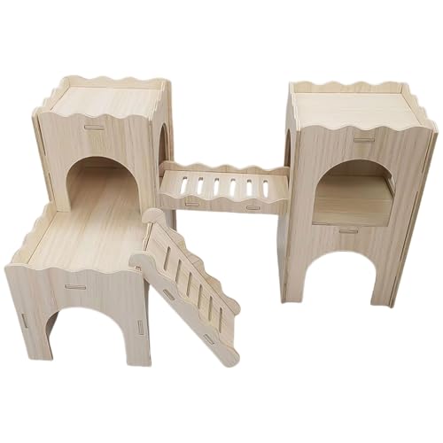 XAGMODSHN Nagerkäfig Möbel Meerschweinchen Holz Unterschlupf Multi Kammer Erkundung Spielzeug für Käfig Zubehör XAGMODSHN Nagerkäfig Möbel Meerschweinchen Holz Unterschlupf Multi Kammer Erkundung Spielzeug für Käfig Zubehör von XAGMODSHN