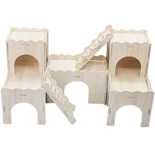 XAGMODSHN Nagerkäfig Möbel Meerschweinchen Holz Unterschlupf Multi Kammer Erkundung Spielzeug für Käfig Zubehör XAGMODSHN Nagerkäfig Möbel Meerschweinchen Holz Unterschlupf Multi Kammer Erkundung Spielzeug für Käfig Zubehör von XAGMODSHN