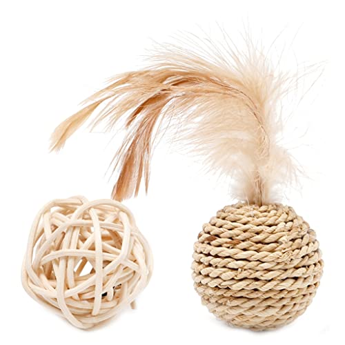 XAGMODSHN Rattan-Ball mit eingebauter Glocke, Katzenspielzeug, Strohweben, Rattan-Ball, interaktives Spielspielzeug, 2 Stück XAGMODSHN Rattan-Ball mit eingebauter Glocke, Katzenspielzeug, Strohweben, Rattan-Ball, interaktives Spielspielzeug, 2 Stück von XAGMODSHN