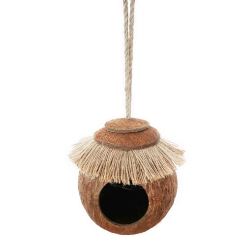 XAGMODSHN Vogelnest Vogelkäfig Spielzeug Hängebett Papageien Schlafbett Winddicht Vogelhütte Natürliche Kokosnüsse Haus für Sittiche von XAGMODSHN