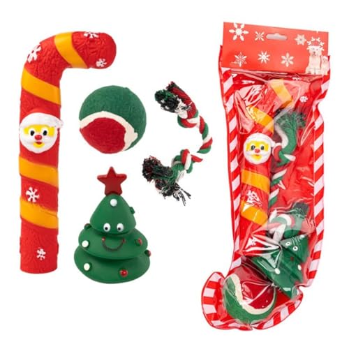 XAGMODSHN Weihnachts-Hundespielzeug-Geschenkset zum Kauen und Spielen, weiches Spielzeug und Seilbeißwiderstand, Festival-Spielzeug für Haustiere XAGMODSHN Weihnachts-Hundespielzeug-Geschenkset zum Kauen und Spielen, weiches Spielzeug und Seilbeißwiderstand, Festival-Spielzeug für Haustiere von XAGMODSHN