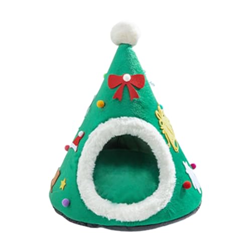 XAGMODSHN Weihnachts-Katzenbett für Indoor-Katzen, kleine Hunde, warmes Bett, waschbar, Welpenzelt, Bett, Kätzchenhöhle, abnehmbares Kissen XAGMODSHN Weihnachts-Katzenbett für Indoor-Katzen, kleine Hunde, warmes Bett, waschbar, Welpenzelt, Bett, Kätzchenhöhle, abnehmbares Kissen von XAGMODSHN
