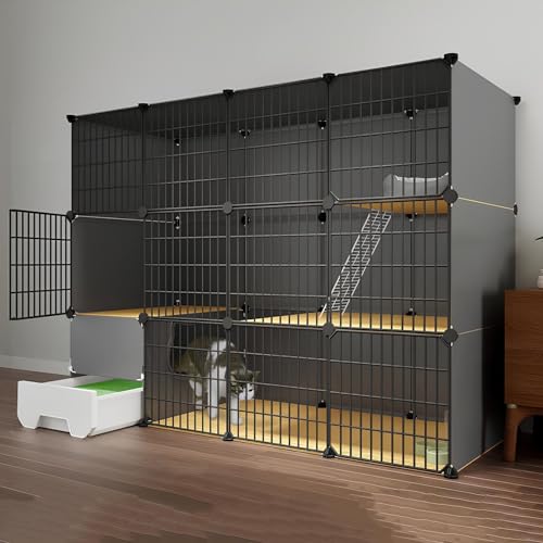 Großer Katzenkäfig, Katzenkäfige für den Innenbereich mit Katzentoilette, abnehmbare Haustierkäfige für Katzen, wasserdicht, stabile Plattform, einfach zu installieren, einfarbig, 147 x 49 x 111 cm Großer Katzenkäfig, Katzenkäfige für den Innenbereich mit Katzentoilette, abnehmbare Haustierkäfige für Katzen, wasserdicht, stabile Plattform, einfach zu installieren, einfarbig, 147 x 49 x 111 cm von XAoSCd