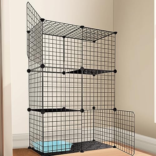 Katzenkäfig, Metalldraht, erweiterbar, DIY-Katzenkäfig, Outdoor, Katzenkäfig, Reisen, Camping, Hundekäfig, Katzenzaun, Katzenhaus, einfach zu montieren, perfekt für Kleintiere, schwarz, 70 x 35 x 105 von XAoSCd