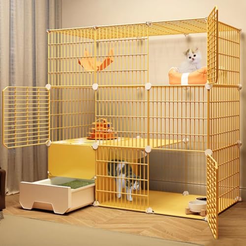 Katzenkäfig für den Innenbereich mit Katzentoilette, Katzengehege zum Selbermachen, Katzenlaufstall mit Rädern, abnehmbarer Metalldraht, großes Kätzchengehege, für 1–2 Katzen, einfache Installation, Katzenkäfig für den Innenbereich mit Katzentoilette, Katzengehege zum Selbermachen, Katzenlaufstall mit Rädern, abnehmbarer Metalldraht, großes Kätzchengehege, für 1–2 Katzen, einfache Installation, von XAoSCd