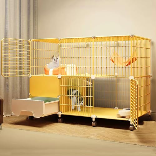 Katzenkäfig für den Innenbereich mit Katzentoilette, Katzengehege zum Selbermachen, Katzenlaufstall mit Rädern, abnehmbarer Metalldraht, großes Kätzchengehege, für 1–2 Katzen, einfache Installation, Katzenkäfig für den Innenbereich mit Katzentoilette, Katzengehege zum Selbermachen, Katzenlaufstall mit Rädern, abnehmbarer Metalldraht, großes Kätzchengehege, für 1–2 Katzen, einfache Installation, von XAoSCd