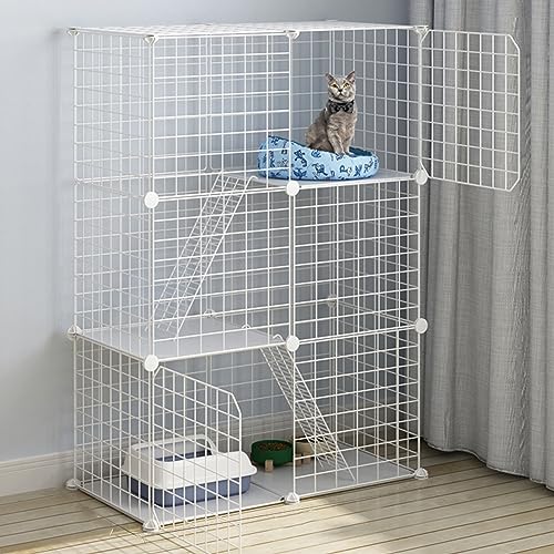 Katzenzaun für den Innenbereich, abnehmbar, Metall, Katzenkäfig, Frettchenkäfig, Hundekäfig, Katzenzaun, Katzenträger, Outdoor, Wohnmobil, Camping, Katzenzaun, Katzenbaum, geeignet für 1–2 Katzen, von XAoSCd