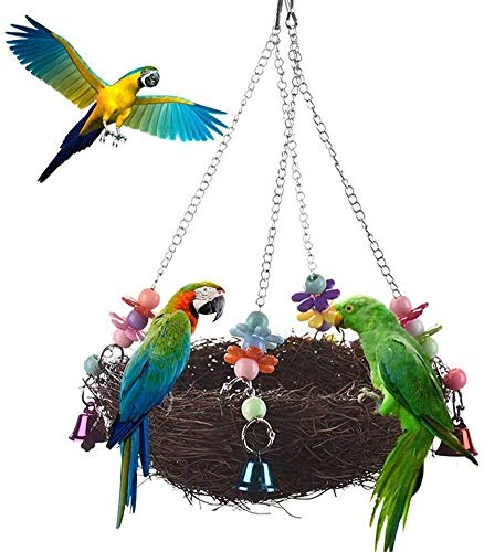 Spielzeug for Vögel Vogelzubehör Papagei Vogelspielzeug Rattan Vogelnest Beißschaukel Ständer Hängekorb mit Glocke for kleine und mittlere Papageien (Color : 20cm) von XCC