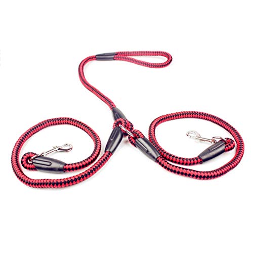 Nylonband Doppel-Hundeleine Geflochtene Tangle for Walking Training Mit Veränderbarer Länge Haustier-Sicherheits-Zugseil BB (Color : Red, Size : Dog Leash) von XCHJY