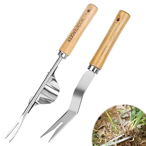 XCRPRT Unkrautstecher mit Holzgriff 2 Stück, Unkrautentferner Werkzeugset, Edelstahl Unkrautmesser, Garten Manueller Weeder Unkrautjäter Wurzeljäter Handjätgerät zum Entfernen von Moos & Unkraut XCRPRT Unkrautstecher mit Holzgriff 2 Stück, Unkrautentferner Werkzeugset, Edelstahl Unkrautmesser, Garten Manueller Weeder Unkrautjäter Wurzeljäter Handjätgerät zum Entfernen von Moos & Unkraut von XCRPRT