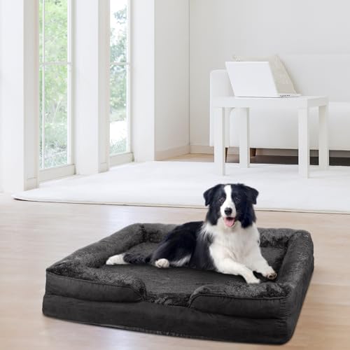 XDAILUYYDS Hundebett Grosse Hunde, 106 * 80 * 20cm, Haustierbett Hundematratze, Orthopädisches Hundebett für Große Hunde, Hundedecke Mit Reißverschluss, Waschbar (Schwarz) von XDAILUYYDS