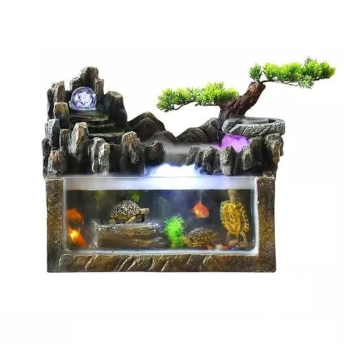XDAWQP Kleiner Brunnen Für Den Innenbereich, Kleiner Fischtank, Zirkulierendes Wasser, Filter, Wohnzimmer, Tisch, Steingarten, Dekoration, Dekorationen, Tischbrunnen，One Color-L von XDAWQP