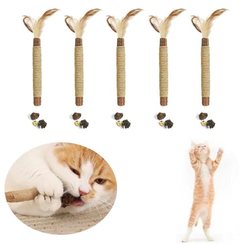 XDGJTBFMY Katzenspielzeug, Katzenkaustäbchen, Katzenkauspielzeug für Zahnpflege, Katzenkaustäbchen zur Zahnreinigung, Kätzchen-Spielzeug für Indoor-Katzen, Zahnspielzeug für Kätzchen-Zahnreinigung (5 von XDGJTBFMY